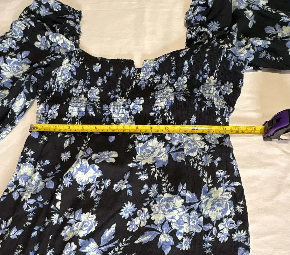 Free People Jaymes Floral Print Smocked Long Sleeve Midi Dress